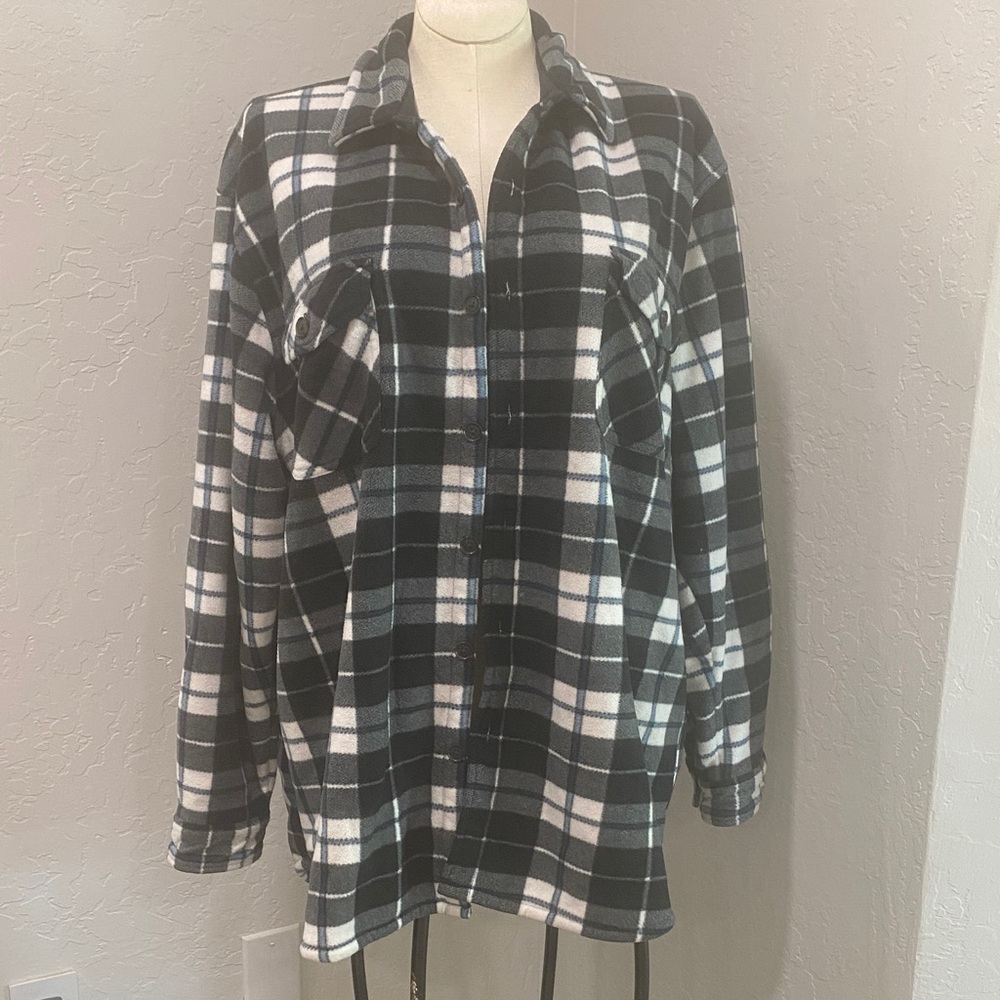 Plaid Flannel Fleece-Lined Shacket XXL